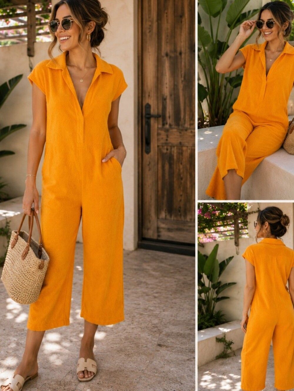 Zara Orange Full Length Jacquard Paisley Frayed Jumpsuit XS
